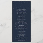 Elegant Navy & Silver Falling Stars Wedding Programmakaart (Achterkant)