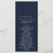 Elegant Navy & Silver Falling Stars Wedding Programmakaart (Voorkant)