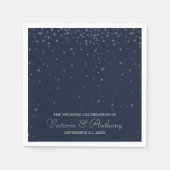 Elegant Navy & Silver Falling Stars Wedding Servetten (Voorkant)