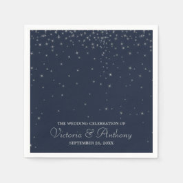 Elegant Navy & Silver Falling Stars Wedding Servetten