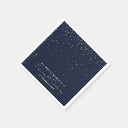 Elegant Navy & Silver Falling Stars Wedding Servetten (Hoek)
