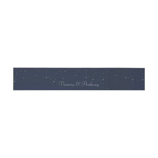 Elegant Navy & Silver Falling Stars Wedding Uitnodigingen Wikkel (Vlak)