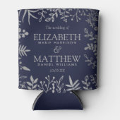 Elegant Navy & Silver Floral Wedding Collectie Blikjeskoeler (Voorkant)