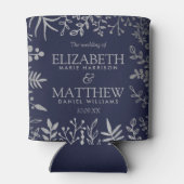 Elegant Navy & Silver Floral Wedding Collectie Blikjeskoeler (Achterkant)