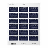Elegant Navy & Silver Floral Wedding Collectie Etiket (Full Sheet)