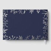 Elegant Navy & Silver Floral Wedding Collectie Gastenboek (Achterkant)