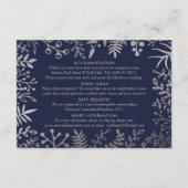 Elegant Navy & Silver Floral Wedding Collectie Informatiekaartje (Achterkant)