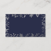Elegant Navy & Silver Floral Wedding Collectie Informatiekaartje (Achterkant)
