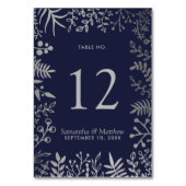 Elegant Navy & Silver Floral Wedding Collectie Kaart (Achterkant)