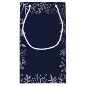 Elegant Navy & Silver Floral Wedding Collectie Klein Cadeauzakje (Achterkant)