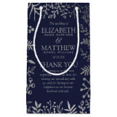 Elegant Navy & Silver Floral Wedding Collectie Klein Cadeauzakje (Voorkant)