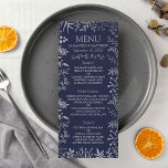 Elegant Navy & Silver Floral Wedding Collectie Menu<br><div class="desc">Viel in stijl met deze moderne en zeer trendy huwelijksontbijtmenu's. Het ontwerp is gemakkelijk te personaliseren met uw eigen formulering en uw gasten zullen enthousiast zijn wanneer zij deze geweldige menu's zien. Overeenkomende objecten zijn te vinden in het collectie.</div>