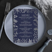 Elegant Navy & Silver Floral Wedding Collectie Menu