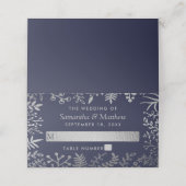Elegant Navy & Silver Floral Wedding Collectie Plaatskaartje (Buitenkant ongevouwen)