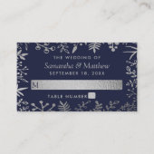 Elegant Navy & Silver Floral Wedding Collectie Plaatskaartje (Voorkant)