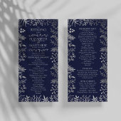 Elegant Navy & Silver Floral Wedding Collectie Programmakaart