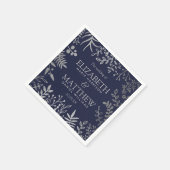 Elegant Navy & Silver Floral Wedding Collectie Servet (Hoek)