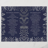 Elegant Navy & Silver Floral Wedding Programme (Achterkant)