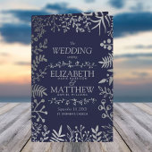 Elegant Navy & Silver Floral Wedding Programme