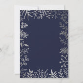 Elegant Navy & Silver Floral Wedding Save The Date (Achterkant)