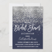 Elegant Navy Silver Glitter Confetti Vrijgezellenf Kaart (Voorkant)