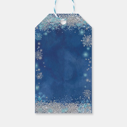 Elegant Navy Silver Kerstmis Mis Quince Dank u Cadeaulabel (Achterkant)