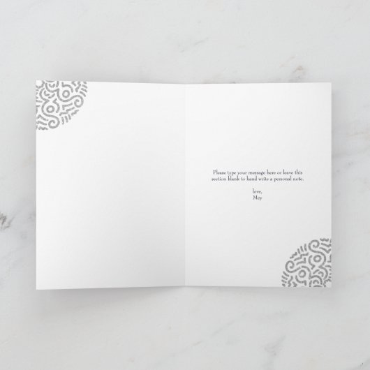 Elegant Navy Silver Mandala Bruiloft Jubileum Kaart (Binnen)