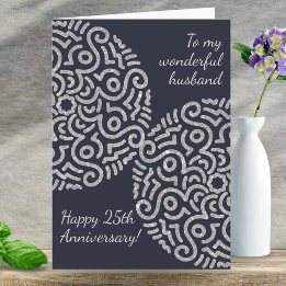 Elegant Navy Silver Mandala Bruiloft Jubileum Kaart