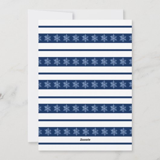 Elegant Navy Snowflake en Pine Flat Holiday Card Feestdagenkaart (Achterkant)
