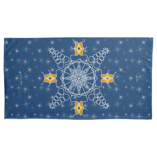 Elegant Navy snowflake kus wintermuackS!!! Kussensloop (Voorkant-Links)