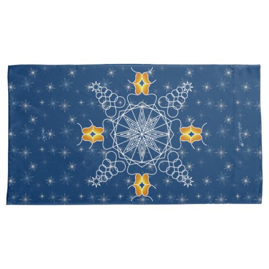 Elegant Navy snowflake kus wintermuackS!!! Kussensloop (Voorkant-Rechts)