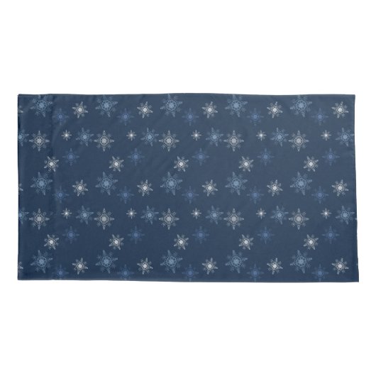 Elegant Navy snowflake kus wintermuackS!!! Kussensloop (Achterkant-Links)