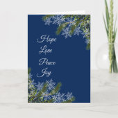 Elegant Navy Snowflake & Pine Folded Holiday Card Feestdagen Kaart (Voorkant)