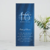 Elegant Navy Sparkle 16th Birthday Program Menu Kaart (Staand voorkant)