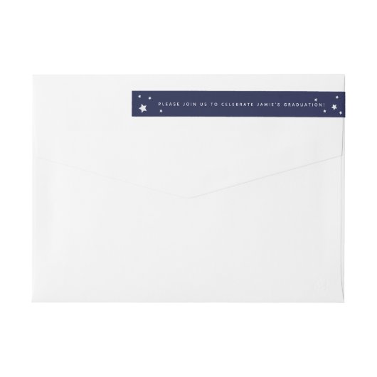 Elegant Navy Stars Wraparound Address Label (Achterkant)