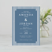 Elegant Navy Striped Wedding Invitation Folie Uitnodiging (Staand Voorkant)