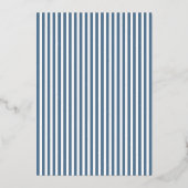 Elegant Navy Striped Wedding Invitation Folie Uitnodiging (Achterkant)