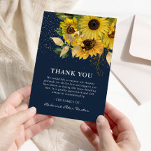 Elegant Navy Sunflower & Gold Sympathie Memorial