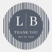 Elegant Navy Thank You Card Ronde Sticker (Voorkant)