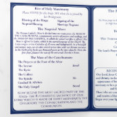 Elegant Navy Two Hearts Catholic Wedding Drieluik Programma (Binnenzijde eerst)