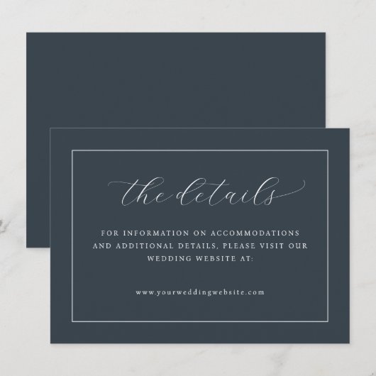 Elegant Navy Typographic Informatiekaartje (Voorkant / Achterkant)