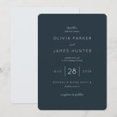 Elegant Navy Typographic Wedding Kaart (Voorkant / Achterkant)