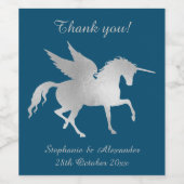 ELEGANT NAVY UNICORN ETIKET WIJN (Enkel label)