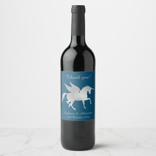 ELEGANT NAVY UNICORN ETIKET WIJN (Voorkant)