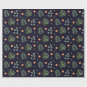 Elegant Navy Watercolor Botanical Floral  Cadeaupapier (Vlak)