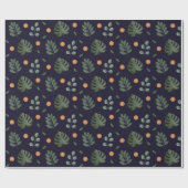 Elegant Navy Waterverf Botanische Bloem Cadeaupapier (Vlak)