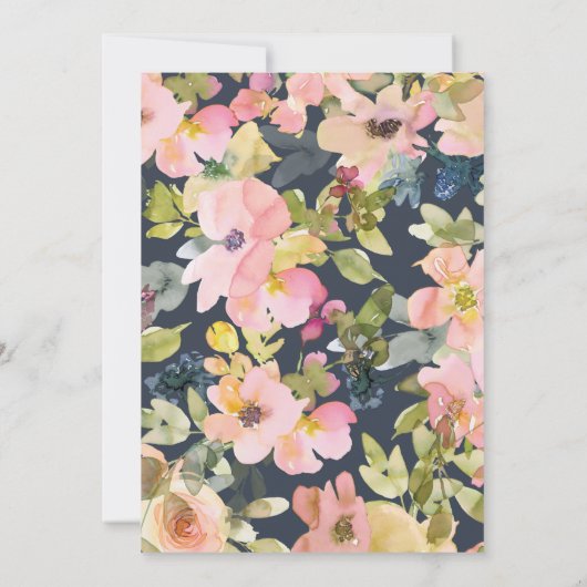 Elegant Navy Waterverf Floral Gold Vrijgezellenfee Kaart (Achterkant)