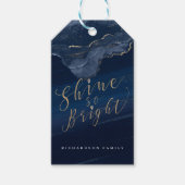 Elegant Navy Waterverf Ink & Golden Jewel Cadeaulabel (Voorkant)