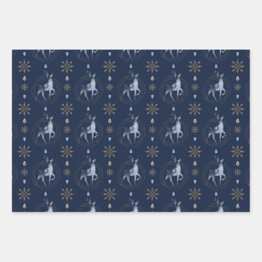 Elegant Navy Waterverf Ink & Golden Jewel Inpakpapier Vel (Voorkant 2)