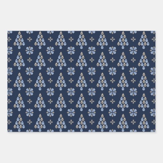 Elegant Navy Waterverf Ink & Golden Jewels Inpakpapier Vel (Voorkant 2)